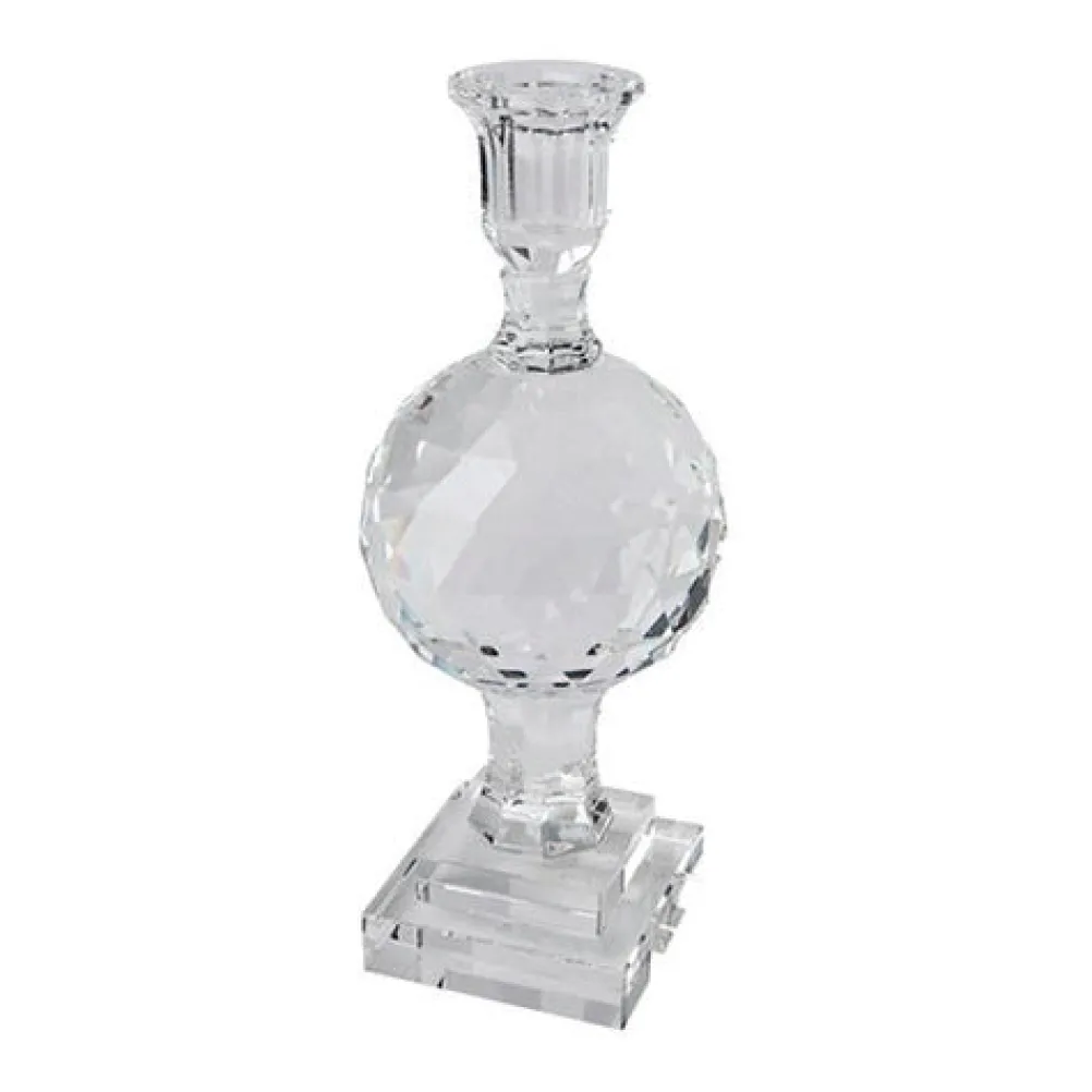 C'EST BON Høj krystal stage på fod med graveringer, klar, 25 cm