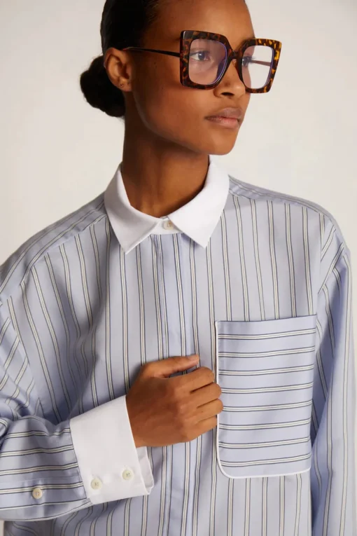 MUNTHE Tuxilima Skjorte Stripe Light Blue