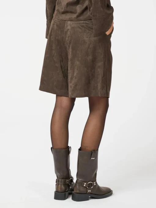 NEO NOIR Nika Faux Suede Bermuda Shorts Dark Brown