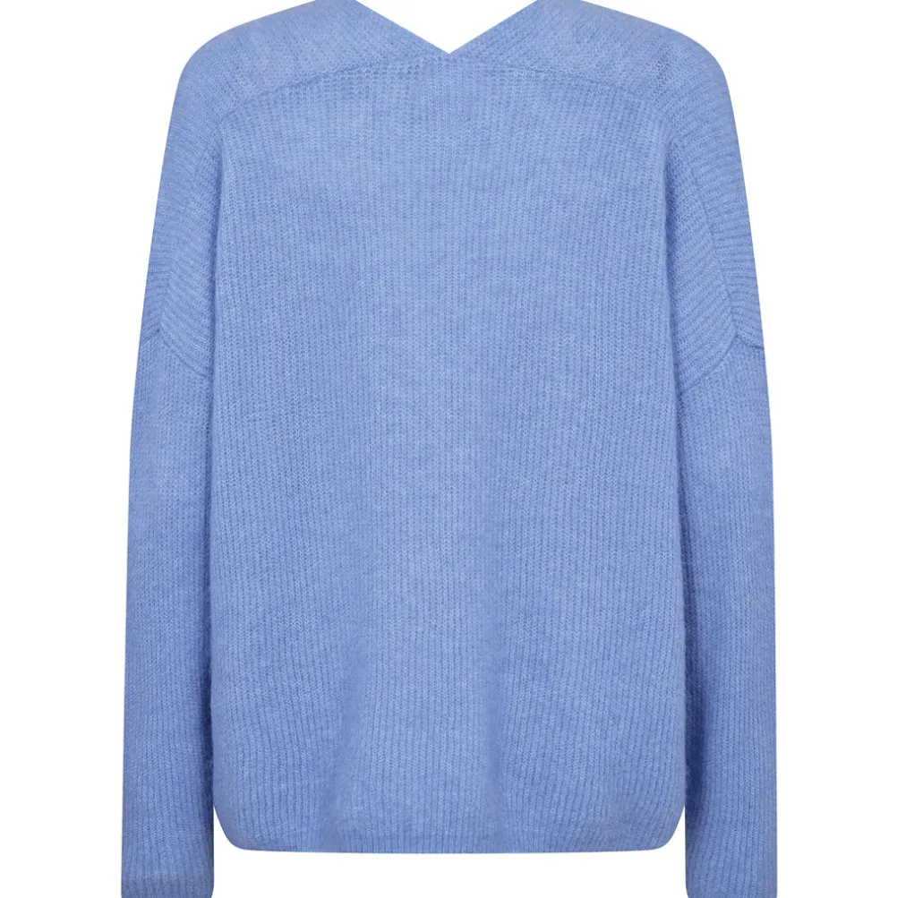 MOS MOSH Thora V-neck Knit Hydrangea