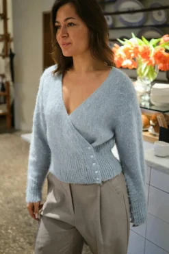 NEO NOIR Kilua Fluffy Wrap Knit Blouse