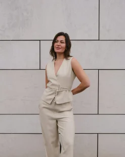 NEO NOIR Samara Melange Waistcoat Beige